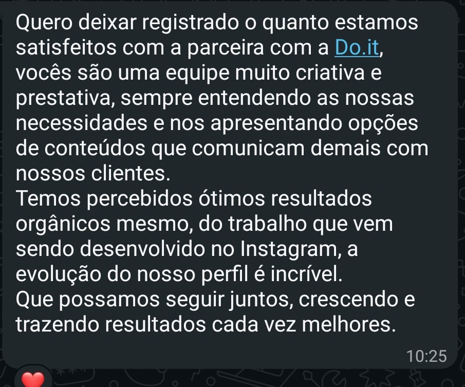 Feedback da Fábrica de Aromas sobre resultados orgânicos no Instagram